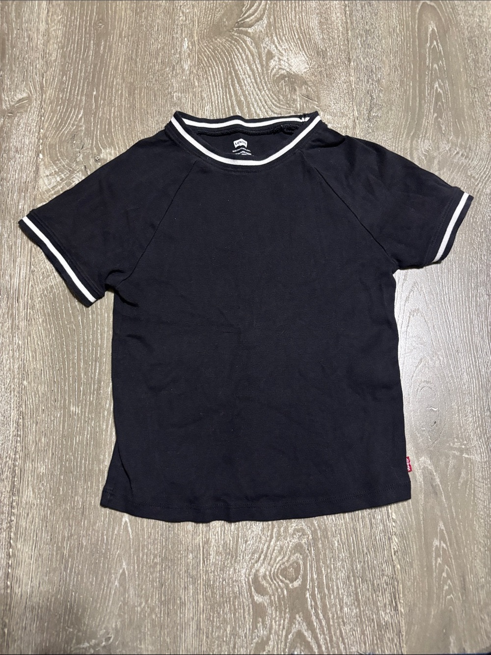 Levi’s Oracle Shrunken Ringer T Shirt in Black with white trim